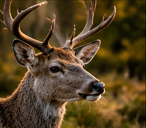Close deer portrait with detailed antlers