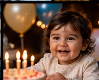 Happy child portrait during a birthday celebration