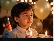 Young boy photographed during a birthday event