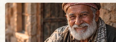 Character portrait of an older man with natural texture