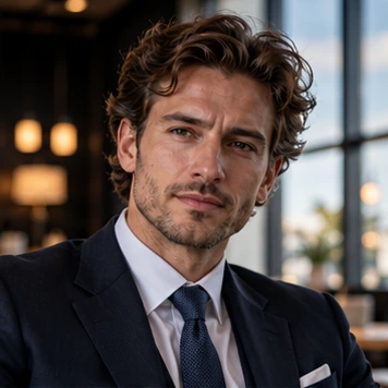 Formal headshot of a man in a tailored suit