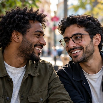Two friends sharing a natural candid moment